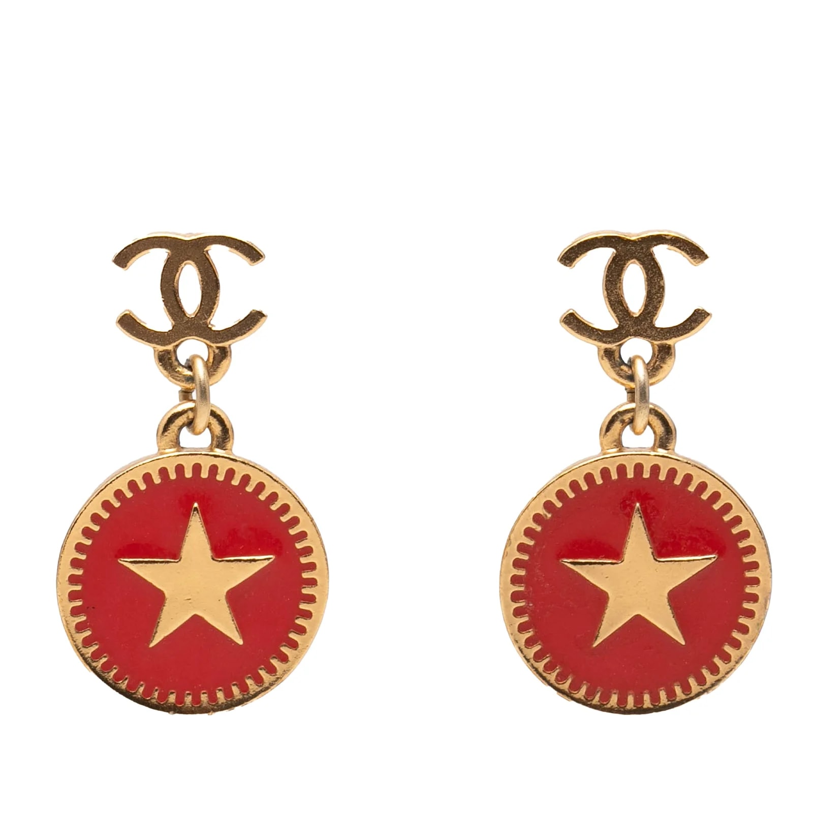 Chanel — CC Enamel Star Dangling Push Back — Jewelry — resale