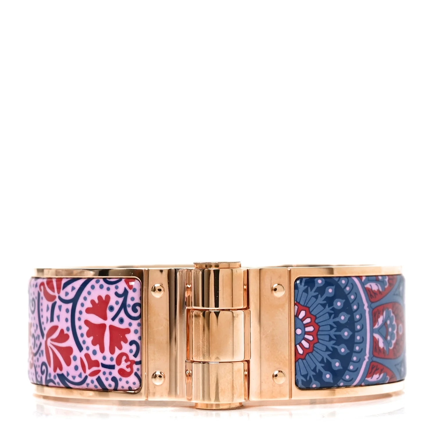 Hermès — Enamel Printed Wide Cachemire Fleuri Hinged L Surnaturel — Jewelry — resale