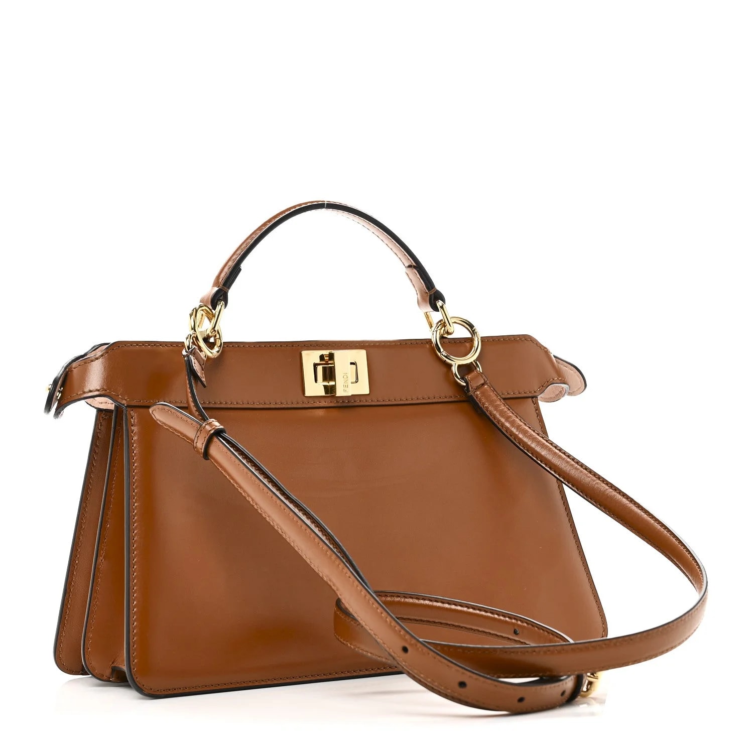 Vitello King Luxor Shiny Medium Peekaboo I SEE U East West Satchel Brandy Light 2