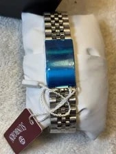 Sunborn Tudor Style Silver Round Date Dial on Silver Linked- New! 3