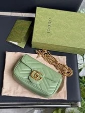 Gucci GG Marmont Super Mini Chain in Matcha With 2
