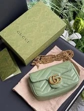 Gucci GG Marmont Super Mini Chain in Matcha With 3