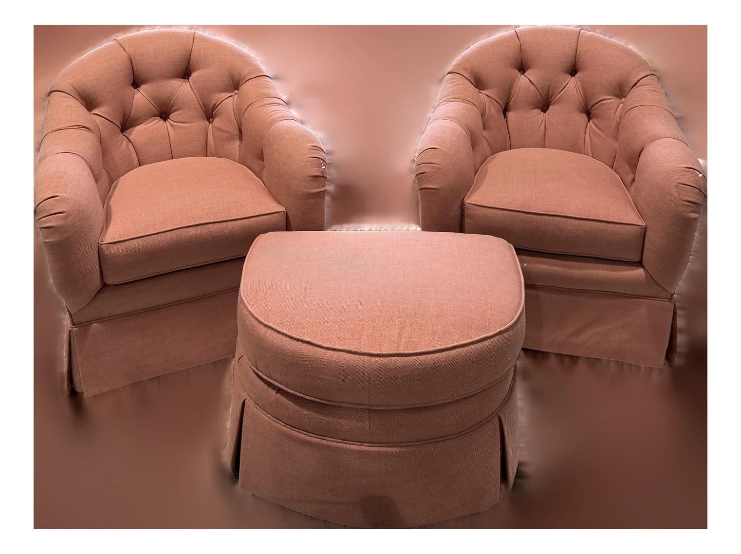 Kravet — Set of Kravet Tufted Swivel Club With Matching Ottoman — Furniture — resale