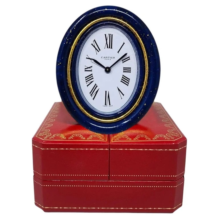 Cartier — 1980s Cartier Alarm Clock Pendulette Lapis Lazuli. Made in Swiss — decorative_object — resale