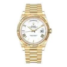 Rolex — Rolex Day-Date 40 40MM White Roman Numerals Dial Yellow Gold — Watch — resale