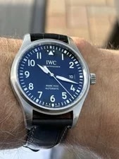 Classic IWC Mark Xviii Pilot 40mm Black Dial Genuine Crocodile Leather 3