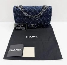 New Chanel Medium Classic Flap Sequined Matelasse Limited Edit 2