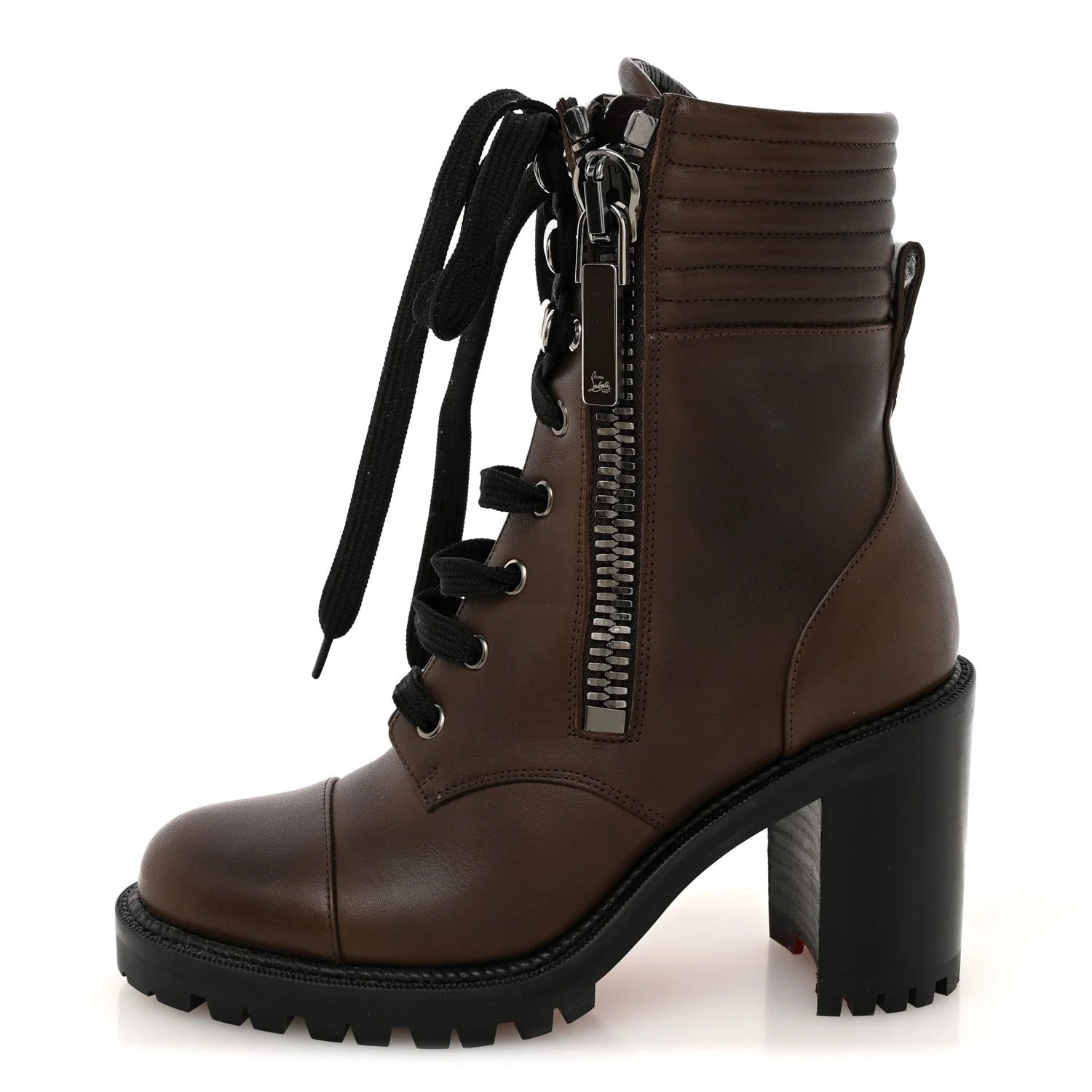 Christian Louboutin — En Hiver Mixed Dual-Zip 70 Booties 35 Arabica — Accessory — resale