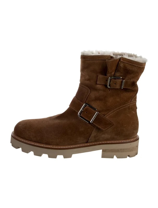 Jimmy Choo — Fur Trim Moto — Designer Shoe — resale