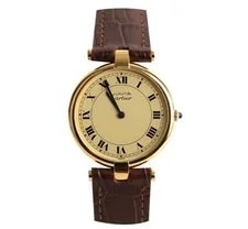 Cartier — Cartier Must de Round Pin Buckle Brown Leather Band 30MM Original Dial 75684036 — Watch — resale