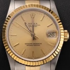 Rolex — Rolex Datejust 68273 Fluted Bezel 31mm Champagne Index Dial BOX & Paper — Watch — resale