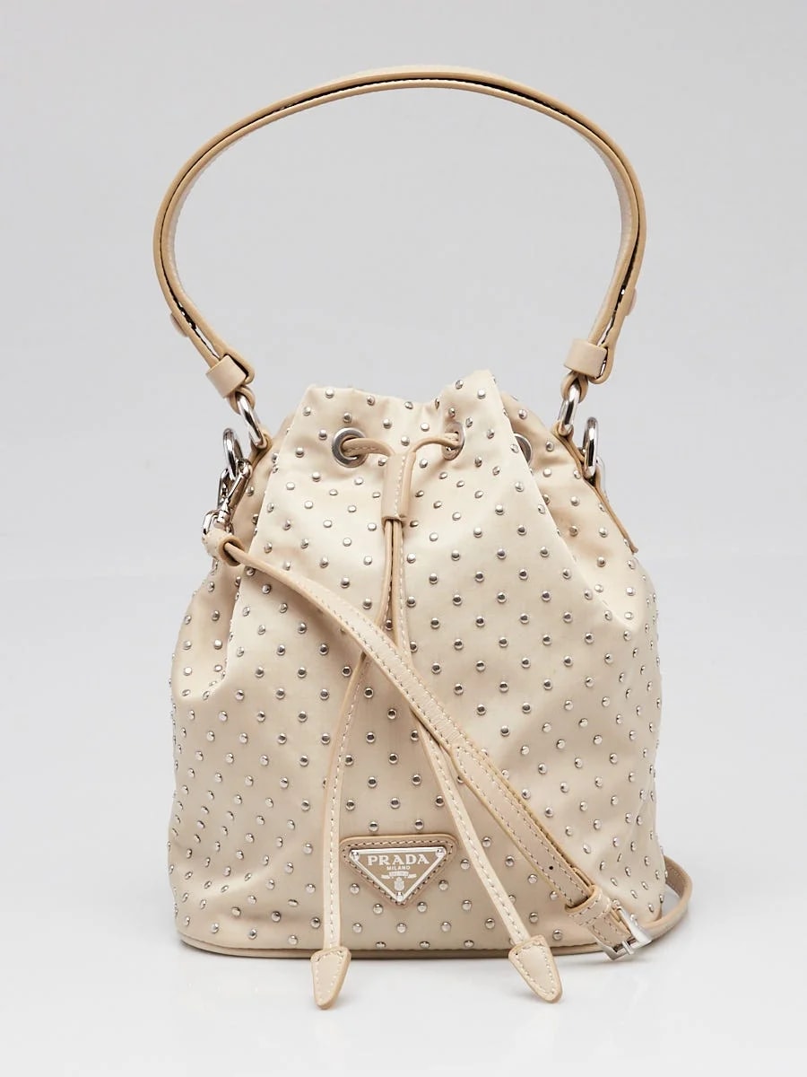 Prada — Prada Deserto Studded Mini Bucket - 1BE067 — Handbag — resale