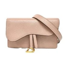 Christian Dior Saddle Belt Light Grained Crossbody Auth 2