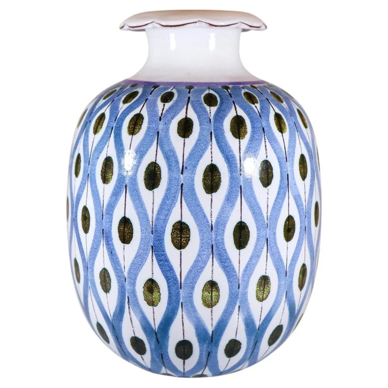 Stig Lindberg — Stig Lindberg - Gustavsberg - Large Blue Faience Vase - Swedish Mid Century — decorative_object — resale