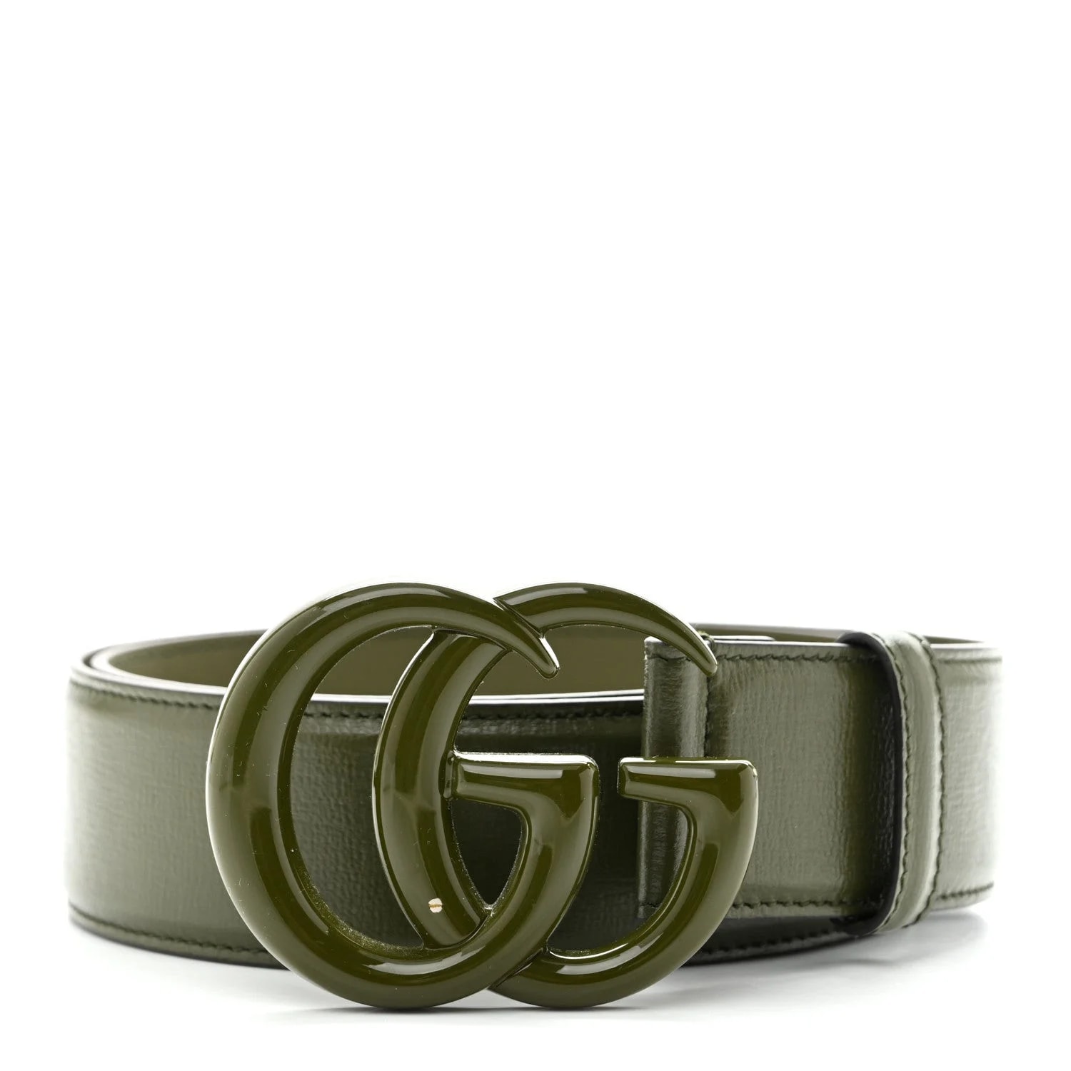Gucci — Azalea Enamel Monochrome Double G 40mm Belt 75 30 Military — Accessory — resale