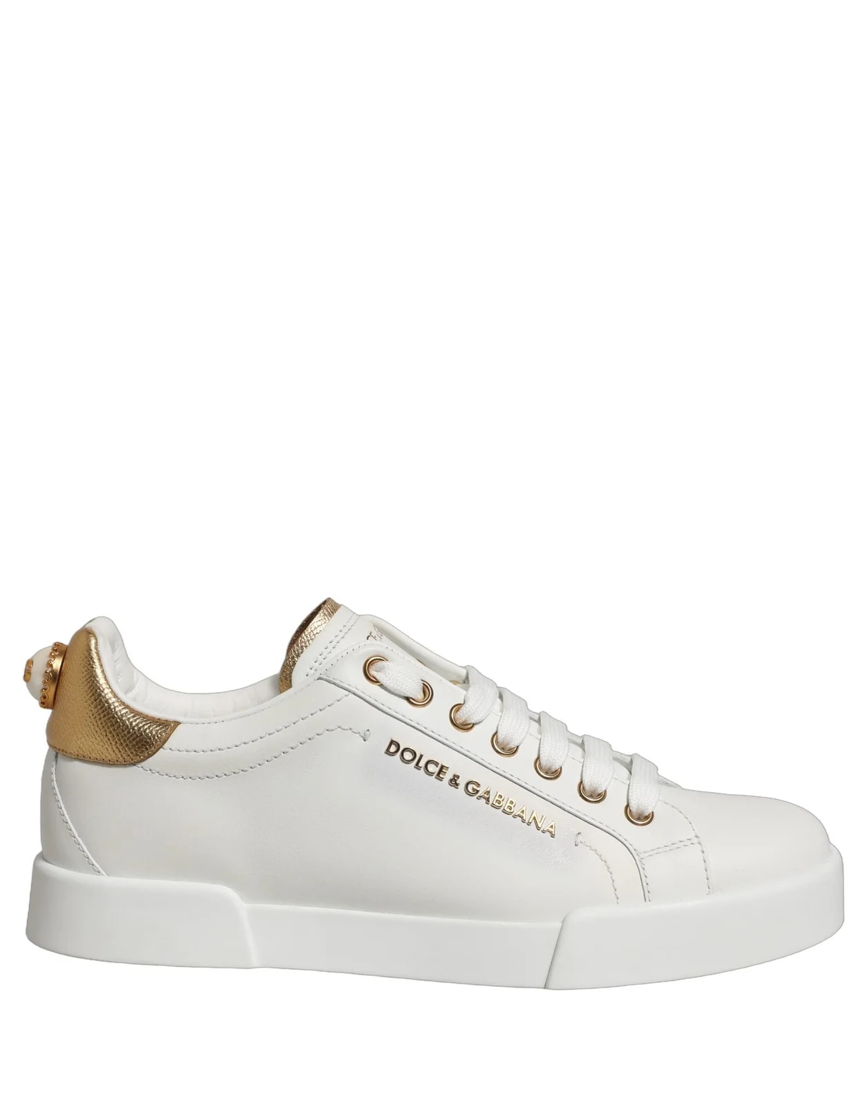 Dolce & Gabbana — Dolce & Gabbana White Gold Embellished Low Top Shoes — Sneaker — resale