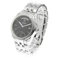 Tudor Glamour Date Day 56000 Black Automatic SS Grammer Excellent 2