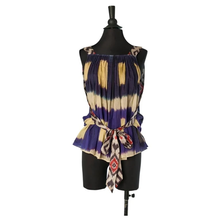 Dries van Noten — Sleeveless Ikat Printed Cotton Top Tied on the Front Dries van Noten — Designer Shoe — resale
