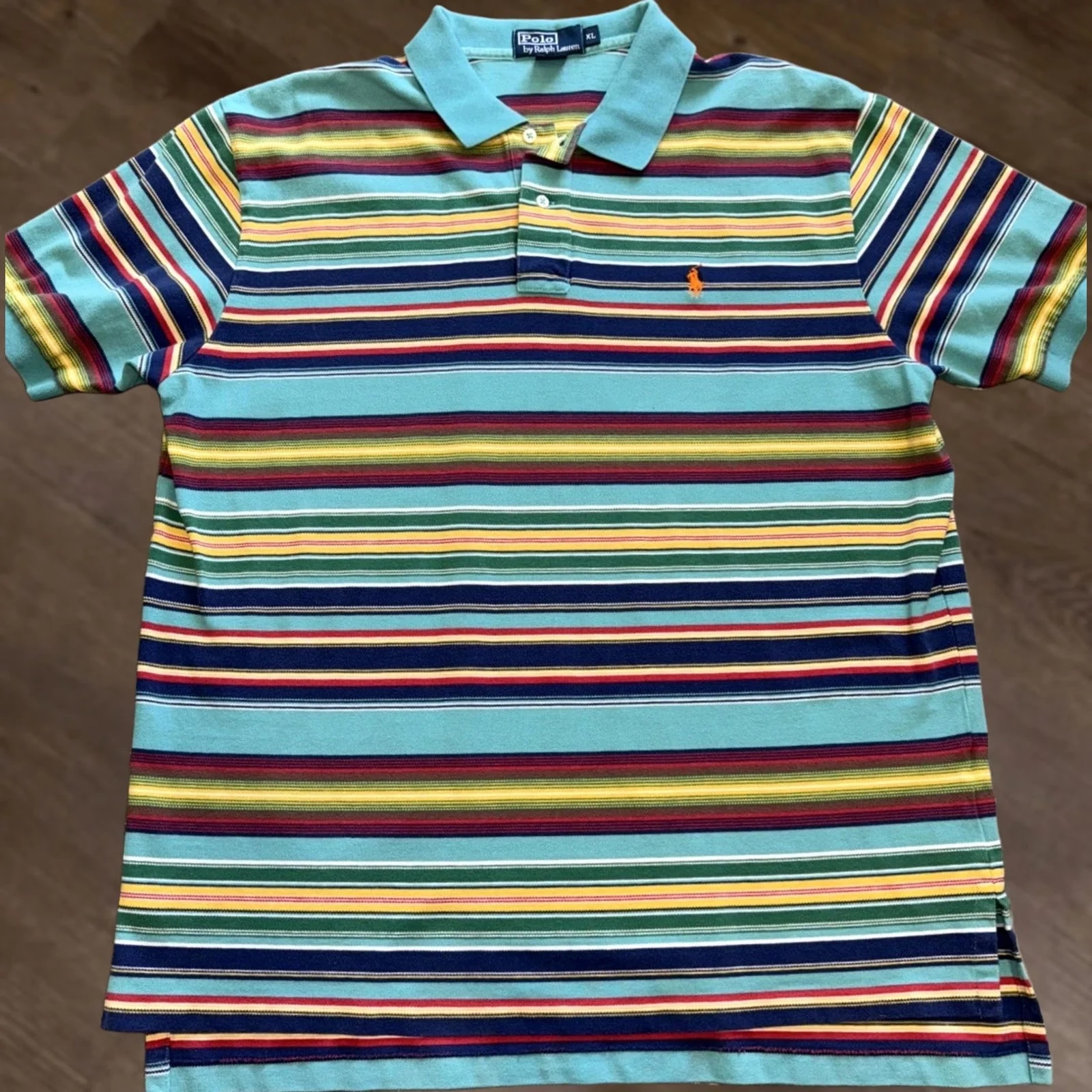 Polo Ralph Lauren — VTG Polo Ralph Lauren 90s Striped Color Short Sleeve Shirt Bright USA — streetwear — resale