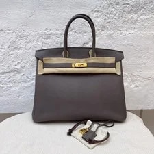Hermès — Hermes Birkin 35 Etain 8F Hardware GHW A Stamp Auth — Handbag — resale