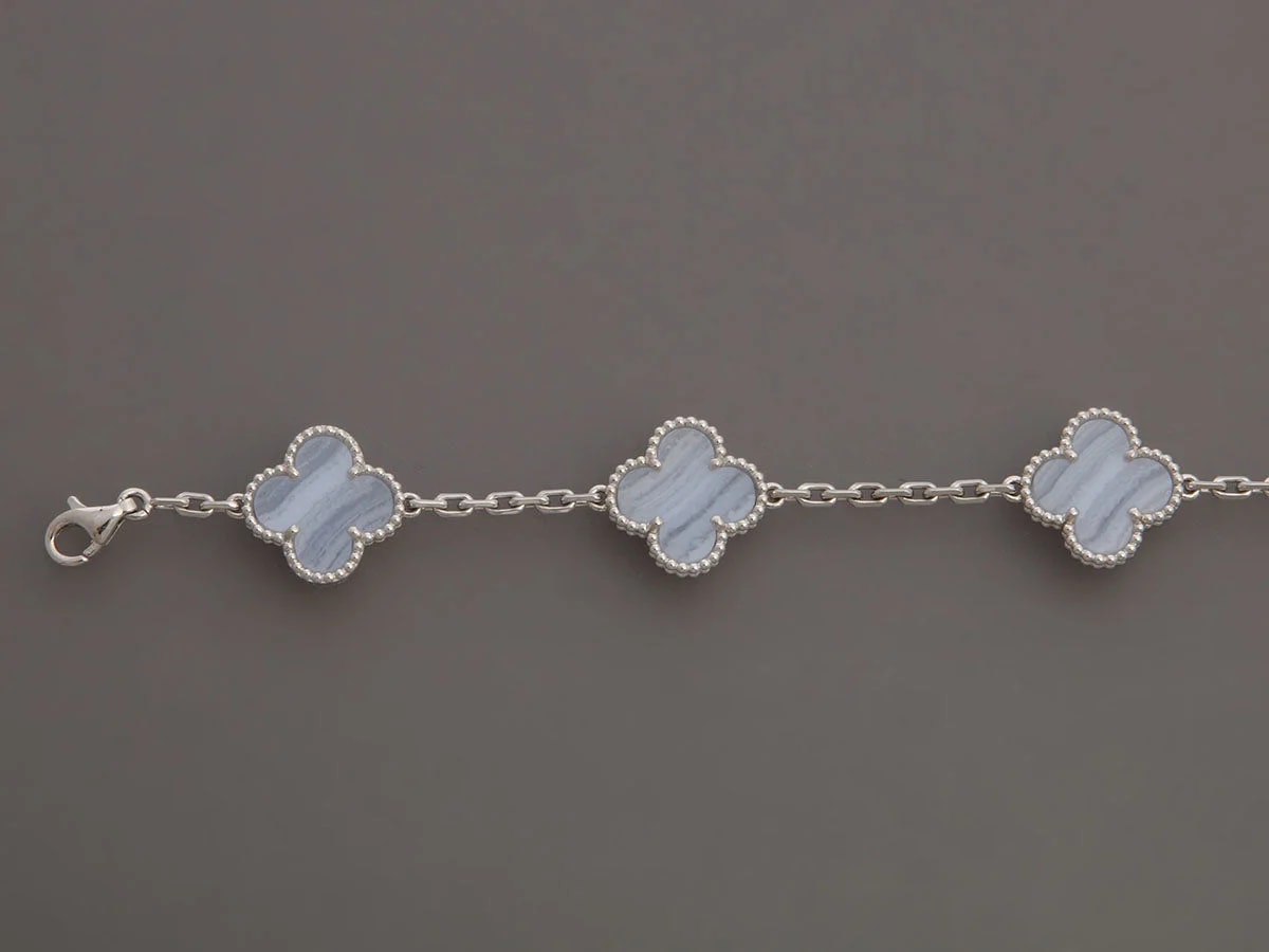 Van Cleef & Arpels 18K White Gold Chalcedony 5-Motif Alhambra 3
