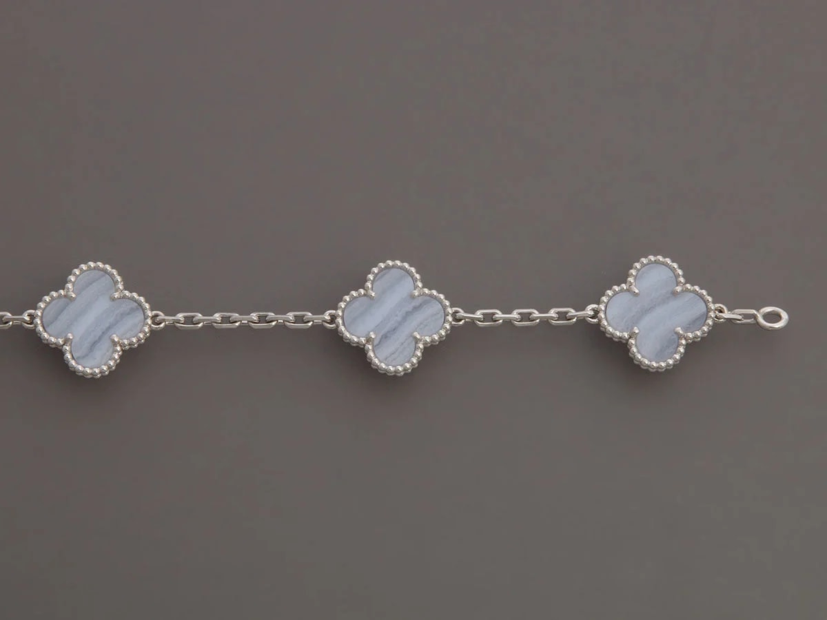 Van Cleef & Arpels 18K White Gold Chalcedony 5-Motif Alhambra 4