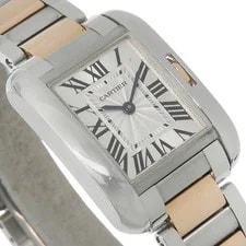 Cartier Tank W5310036 Stainless Steel / K18 Pink Gold 23mm Silver Dial #NW1712 3