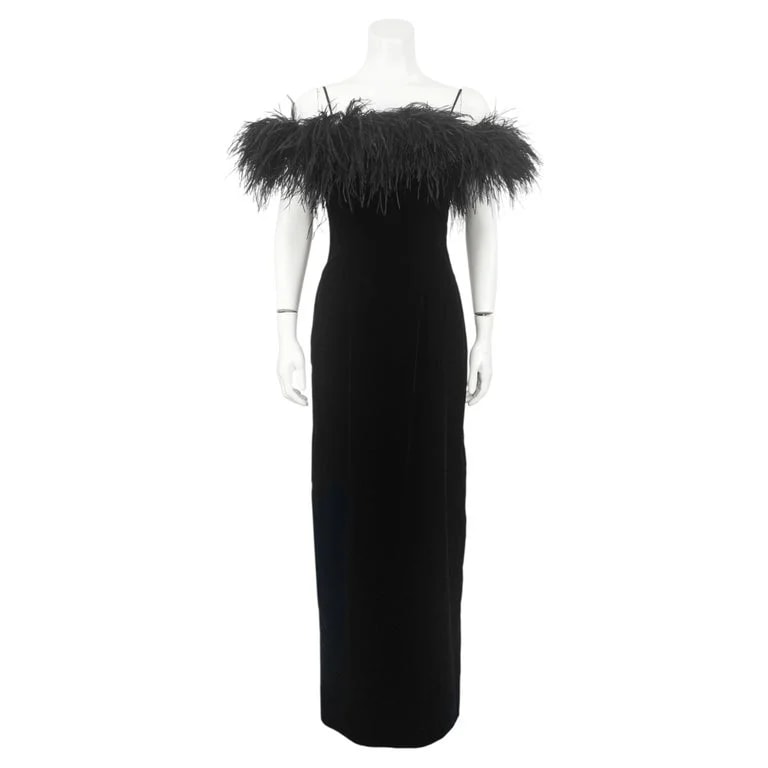 Lillie Rubin — 1970's Lillie Rubin Strapless Gown With Feather Trim — Clothing — resale