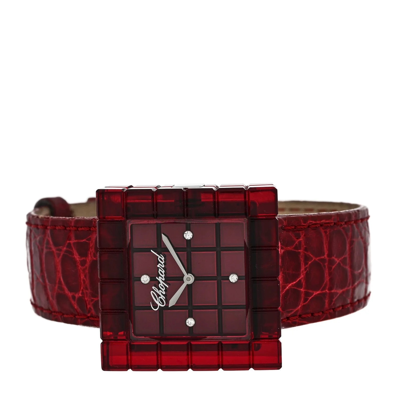 Stainless Steel Alligator Diamond Red Resin 32mm Be Mad Quartz Red 2