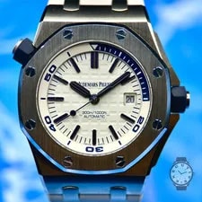 Audemars Piguet — Audemars Piguet Royal Oak Offshore Diver 42mm White Blue Admiral 15710ST Extras — Watch — resale