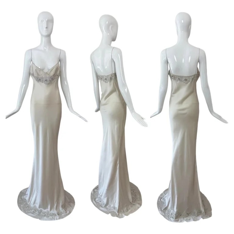 LES Habitudes 90's Beaded Floral Slip Gown Maxi Dress Bridal — Clothing — resale
