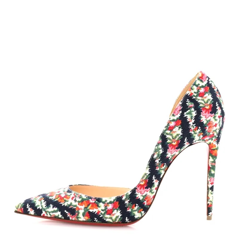 Christian Louboutin — Floral Iriza 100 Pumps 39.5 Bisou — Designer Shoe — resale
