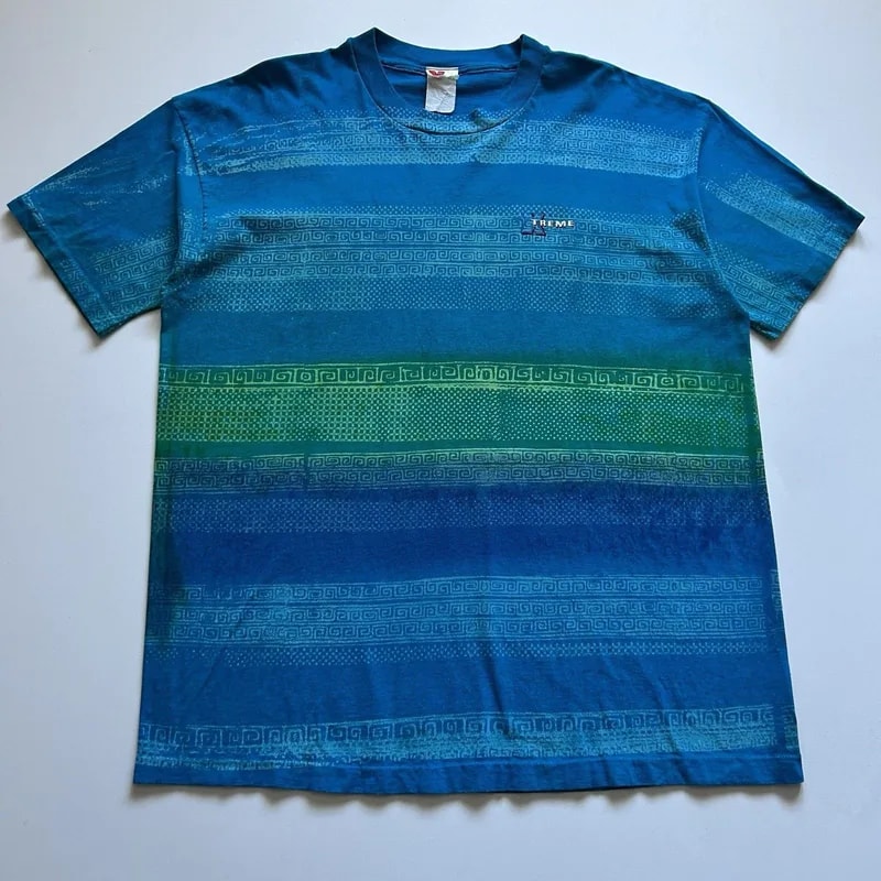 Y2K Xtreme Gear T Shirt 2XL Striped Retro Pattern — streetwear — resale