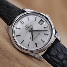 Omega — Omega Seamaster Silver 3-Hand Date Leather — Watch — resale