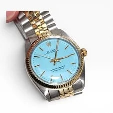 Rolex Oyster Perpetual 34mm Two Tone Jubilee Blue Turquoise 1008 Year 1962 3