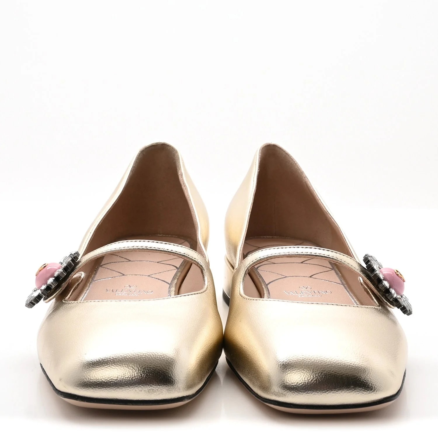 Metallic Jewel Button Mary Jane 37 3