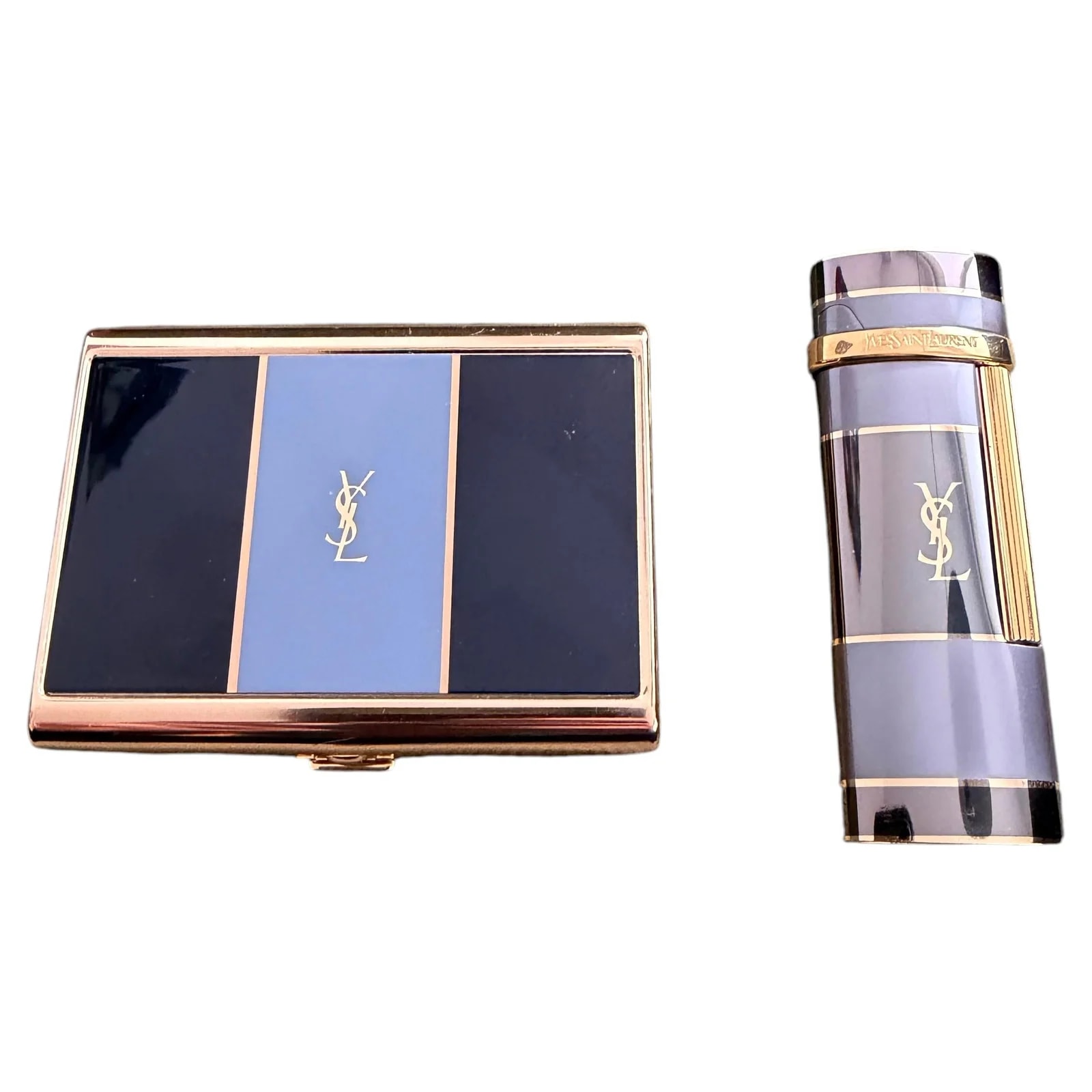 Yves Saint Laurent — Yves Saint Laurent Retro Cigarette Case & Lighter Set, Circa 1970 — Jewelry — resale