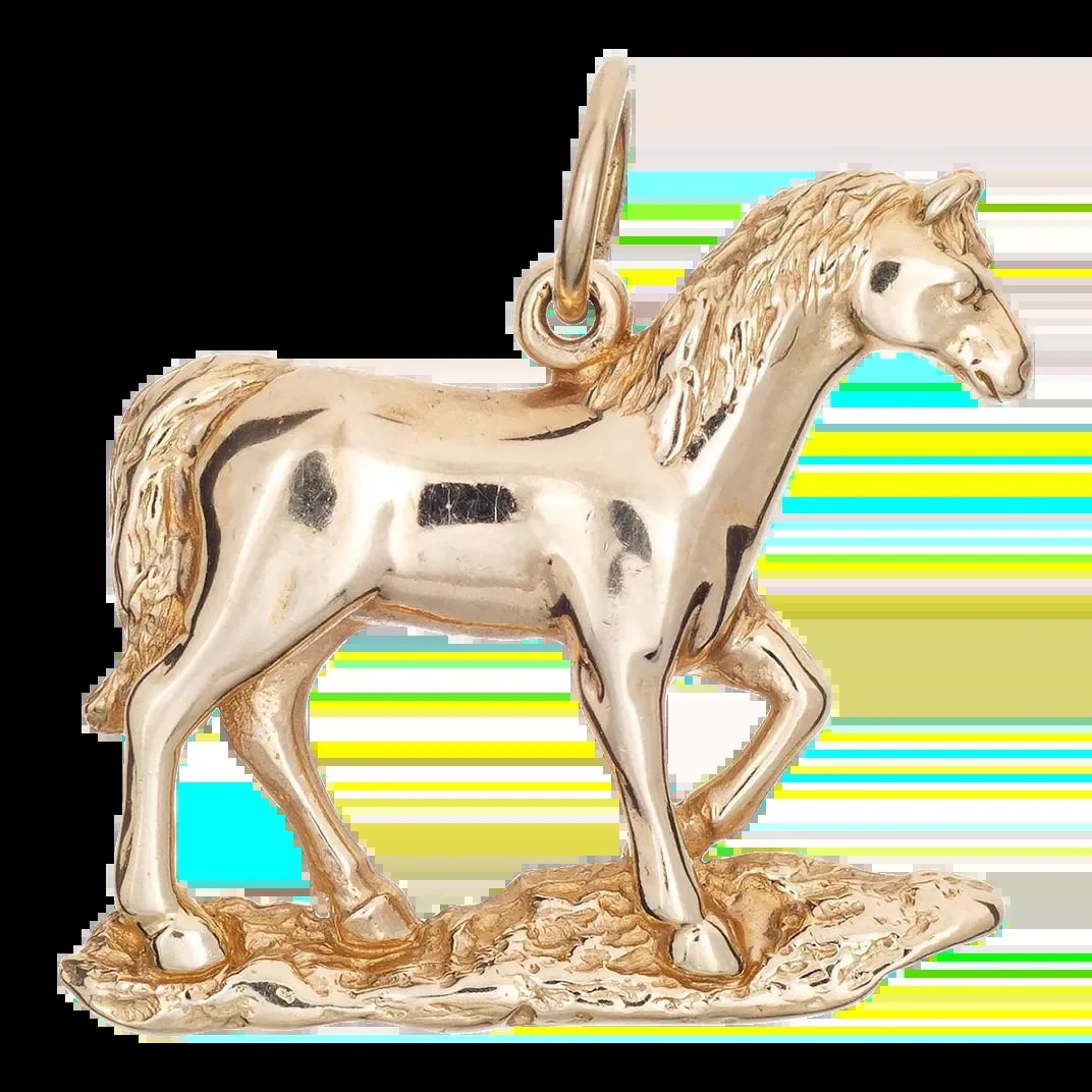 Horse Charm 14k Yellow Gold Estate Fine Animal Jewellery — Jewelry — resale