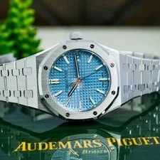 Audemars Piguet — 2024 Audemars Piguet Royal Oak Steel 37mm 15550ST Ice Blue Complete Set — Watch — resale