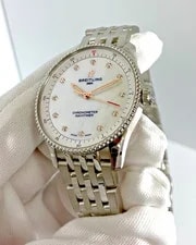 Breitling Navitimer Quartz 32mm MOP Diamond Dial SS A77320E61A2A1 3