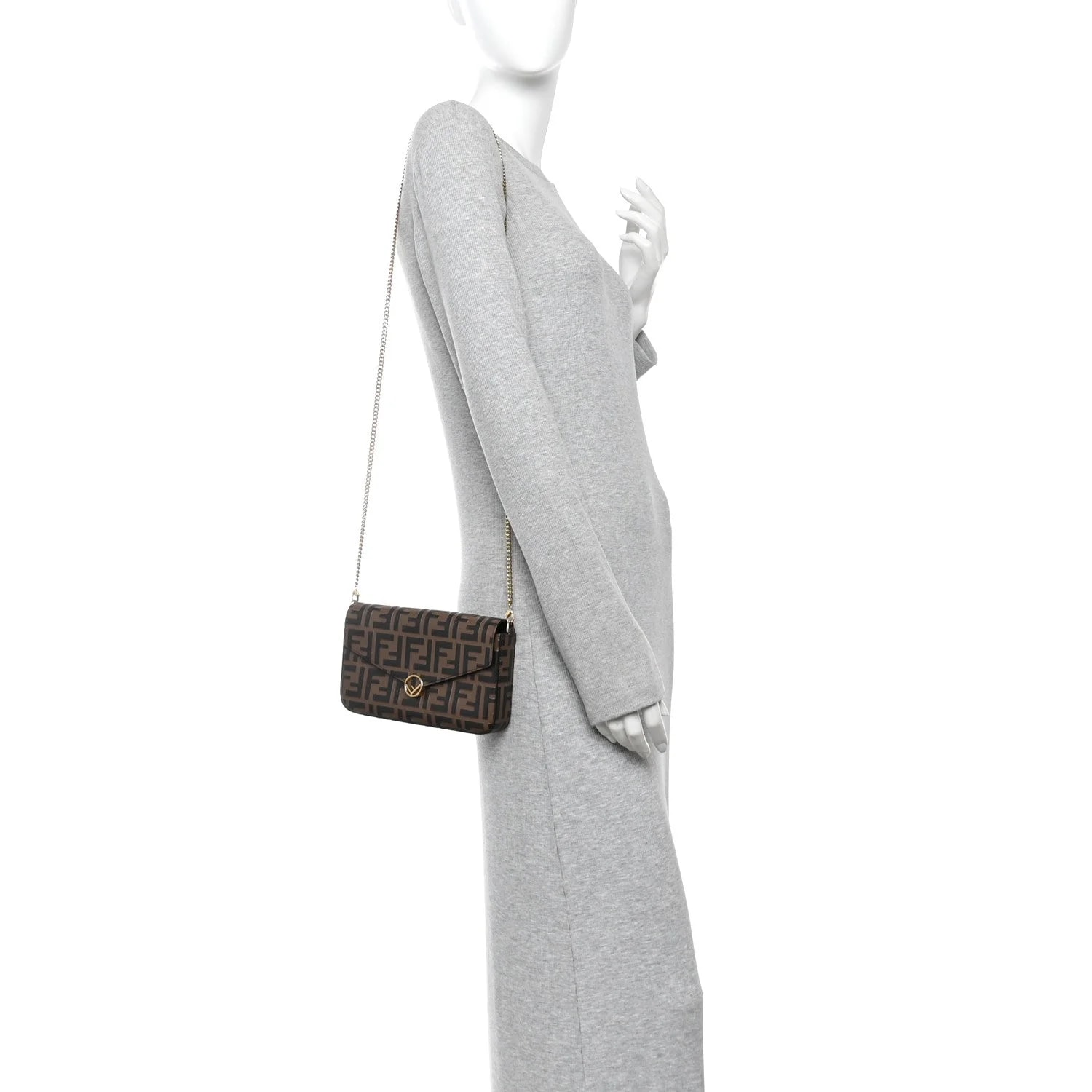 Vitello Soft F Is Fendi 1974 Embossed Envelope Wallet on Chain With Pouches Maya 2