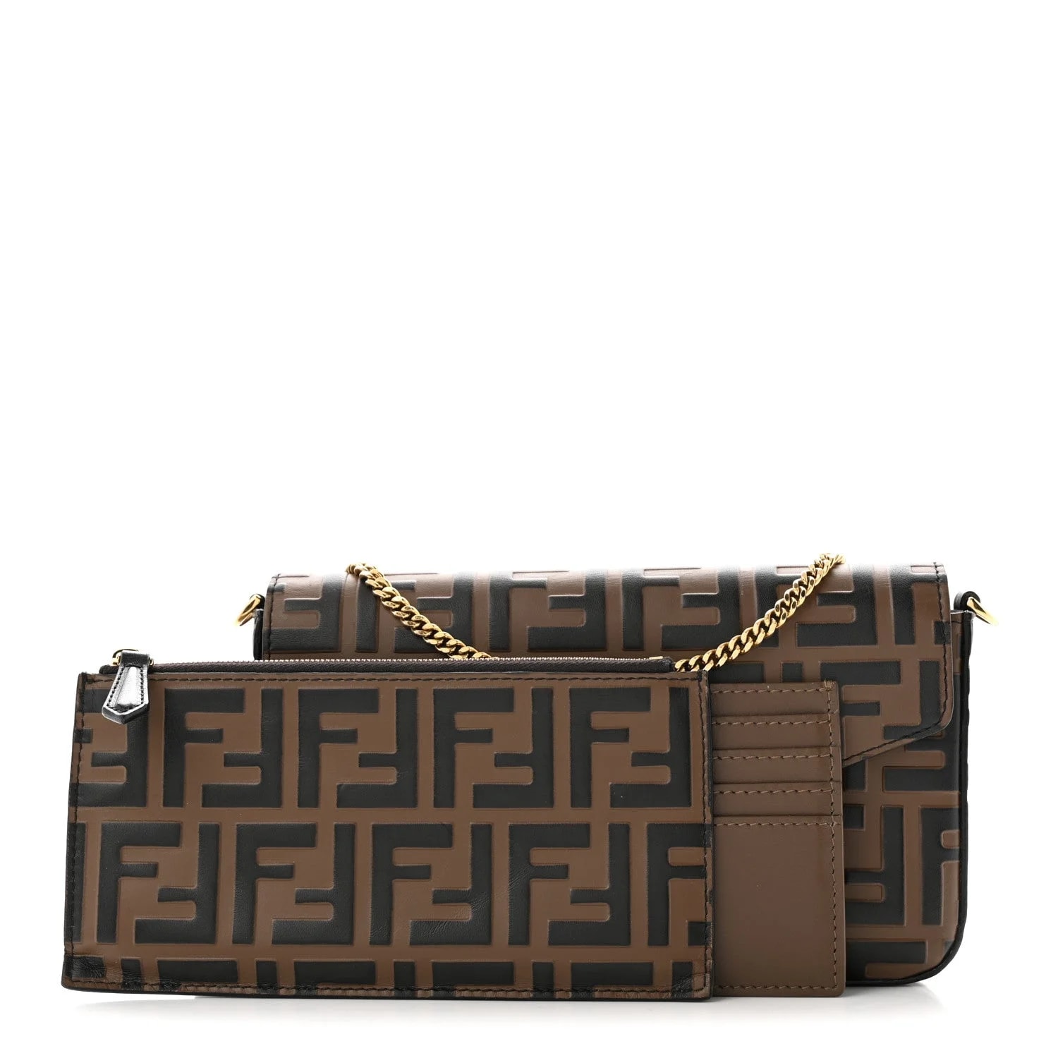 Vitello Soft F Is Fendi 1974 Embossed Envelope Wallet on Chain With Pouches Maya 3