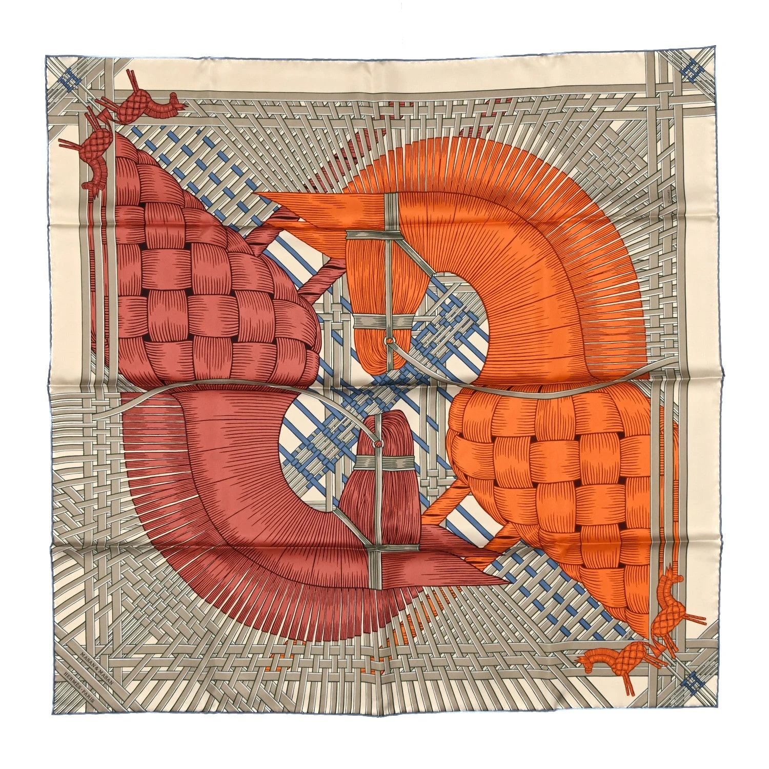 Hermès — Masan & Masan Scarf 90 Grege Potiron Bois de — Accessory — resale