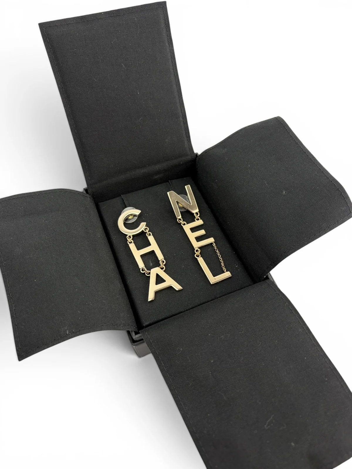 Chanel Cha-nel Logo Drop Earrings (Full Set) 2