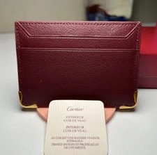 Cartier Must de Green Leather Double Card Holder Wallet Slim 2