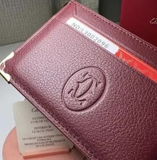 Cartier Must de Green Leather Double Card Holder Wallet Slim 3