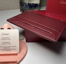 Cartier Must de Green Leather Double Card Holder Wallet Slim 4