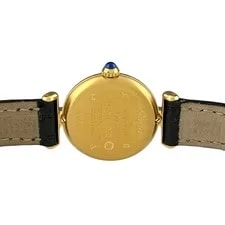Cartier Must Colise Vermeil Trinity 590002 Silver 925 GP Leather Quartz Wh 4