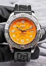 Breitling Superocean 42mm Coral Orange Dial Rubber Automatic Steel A17360 3