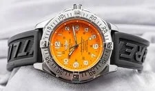Breitling Superocean 42mm Coral Orange Dial Rubber Automatic Steel A17360 4